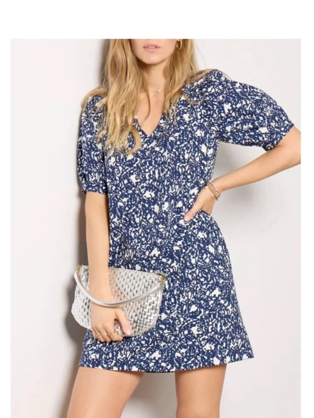 Evereve Shay Mini Dress  Navyprint - Size xs